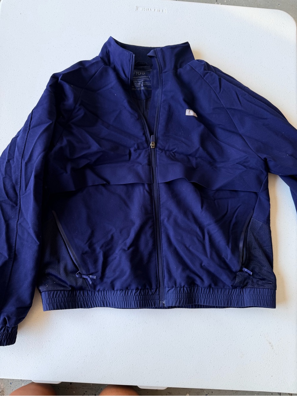 Figs Womens Navy Blue Full-Zip Windbreaker Jacket